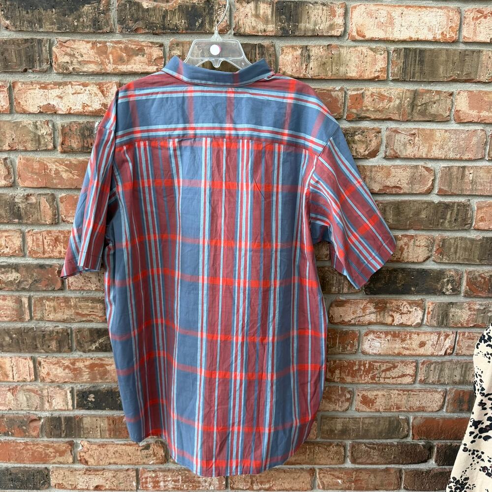 Columbia Mens 2XT Blue Red Camp Plaid Button Down Shirt Short Sleeve Casual - Picture 6 of 7